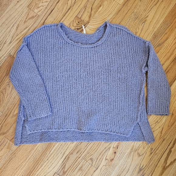 Free People Chunky Wool Blend Sweater Size M Blue Knit Oversized Relaxed Spring - Picture 1 of 5